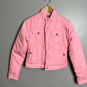 Girls Nike light pink puffer bomber styler jacket size 4-6 small